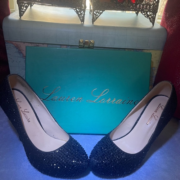 Lauren Lorraine fancy Chrystal high heals black size 7.5 - Picture 1 of 5